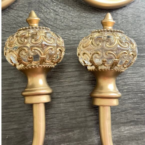 Drape Curtain 6 Brushed Champagne Ornate Filigree Glass Ball Tieback Holdbacks - Picture 6 of 12